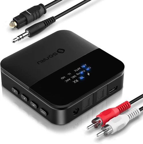 SONRU 2024 Upgraded Bluetooth Transmitter Receiver, Bluetooth Audio Adapter Digi