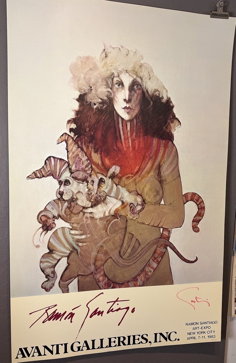 Ramon Santiago, Avanti Galleries, Art Expo 1983, Hand-Signed (red
