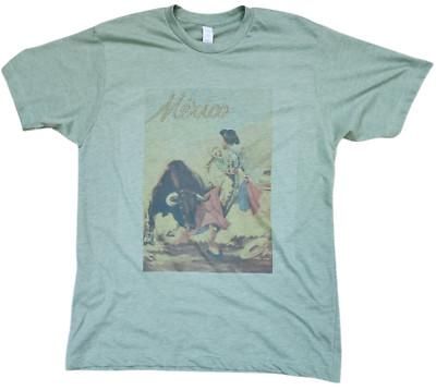 Men's Mexico matador  Bull poster T-shirt color Vintage green gift