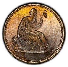 1 oz .999 Fine Silver Round - Liberty Seated Design - Neon Toning - F2640 85.05 per troy oz