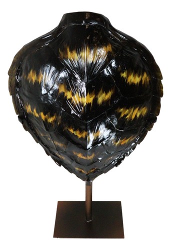 Nautical Marine Black Tone Faux Hawksbill Turtle Shell Sculpture With Pole Stand - Picture 7 of 11