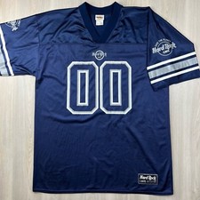 Vintage 90s Hard Rock Cafe Orlando Blue Football Jersey Large Made in USA Nylon