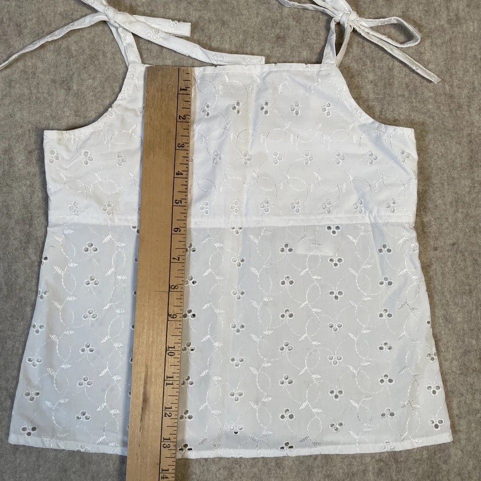 Kelly’s Kids Medium (7-8) Shoulder Tie Top White Eyelet Lace - Image 2 of 4