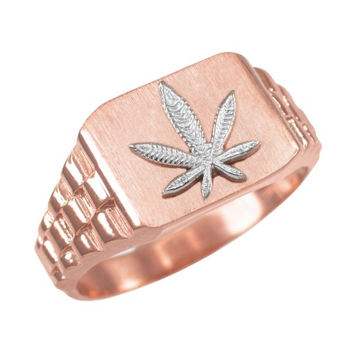 Gold Marijuana Leaf Mens Ring - Picture 5 of 7