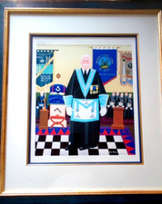 Framed Peter Heard signed Giclee Print on panel " The Master of the Lodge"