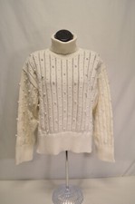 NWT Jonathan Simkhai Cable Knit Turtleneck with Faux Pearl Sweater Size Medium