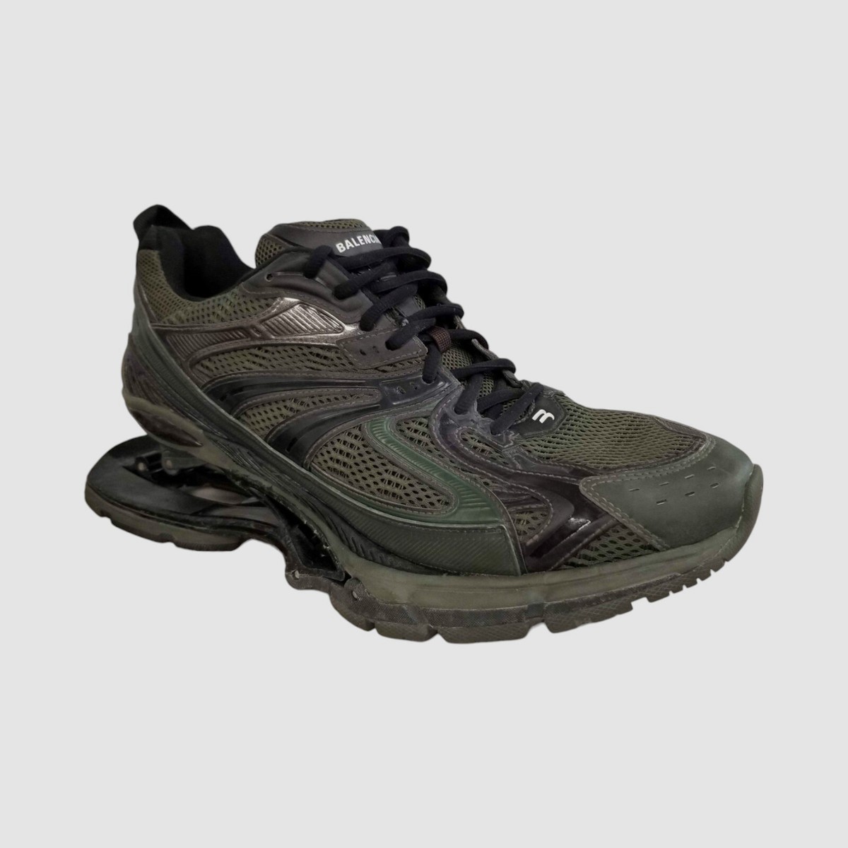 Balenciaga Men Green Gray Xpander Suspended Heel Sneakers Shoes