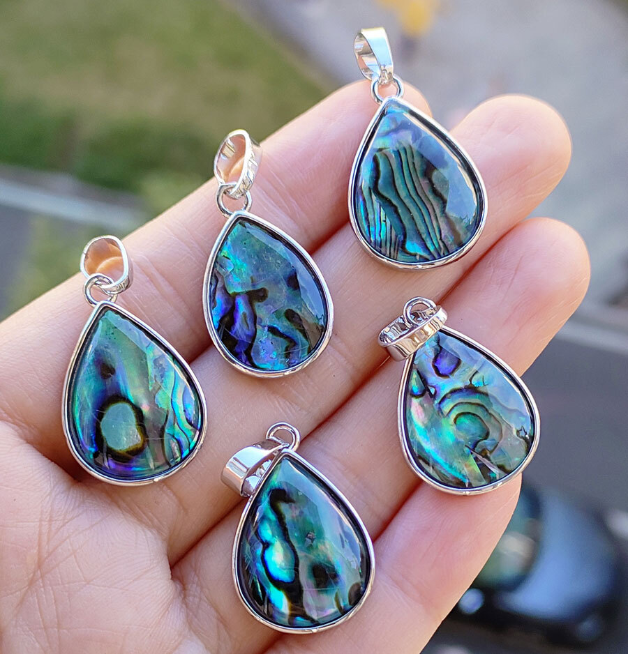 10pcs Natural Abalone shell Drop Pendants Energy Reiki Healing Amulet