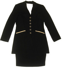 Fabulous VtG NOS Wool Suit Set BARRIE PACE LTD Black/White Long Jacket Dress 6