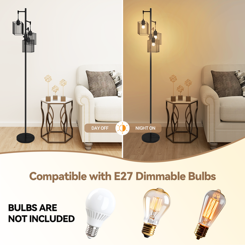 Modern Floor Lamp Free Standing Light Metal Shade Dimmable Bedroom Living Room - Picture 7 of 9