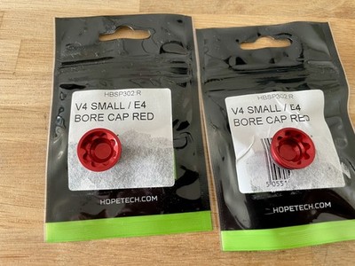 Paar Hope Tech V4 Small / E4 Bremssattel Bohrungskappen ROT Neu 