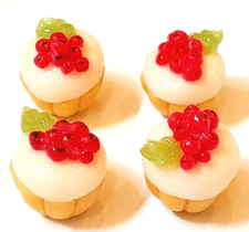 100 Dollhouse Miniature Fruit Cupcakes Doll Mini Bakery Food Cake Set Wholesale