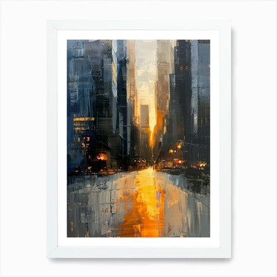 Sonnenuntergang in New York City Kunstdruck F gerahmt Wandbild Poster Leinwanddruck Bild