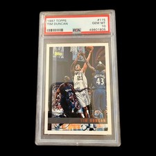 1997 Topps Spurs Tim Duncan #115 RC Rookie Card HOF Gem Mint PSA 10. rookie card picture