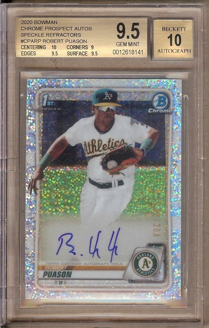 2020 BOWMAN CHROME ROBERT PUASON SPECKLE REFRACTOR AUTO 108/299 BGS 9.5/10!!