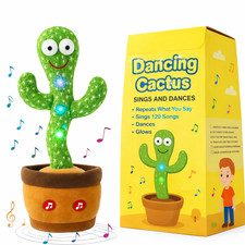 Talking Cactus Toy Dancing Plush 120 Songs, Voice Repeater, LED Light for Kids