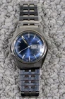 Vintage 1979 Men's Timex Viscount Automatic 37368 Day/Date 43mm Blue Watch Runs