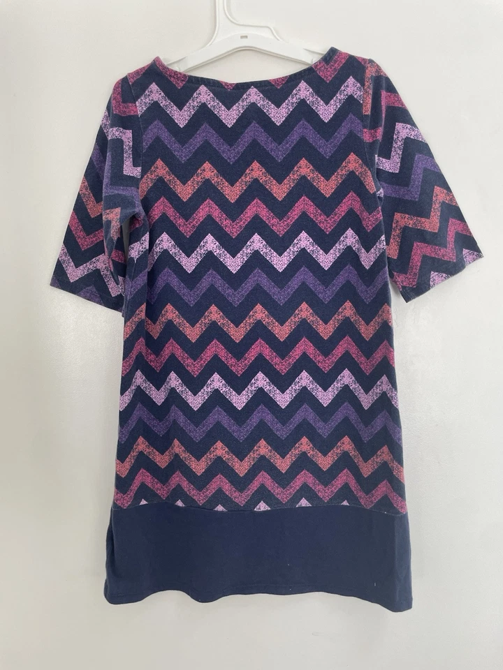 Vestido Faded Glory Niños Niñas Colorido Estampado Mezcla de Algodón Manga 3/4 Azul Marino 7-8 Foto 3 de 4