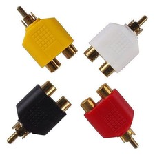 4 Pcs RCA Y Splitter Plug Adapter 2 Female to 1 Male for Audio Video TV Cable