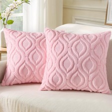 decorUhome Throw Pillow Covers 18x18 Inch 18" x Pack of 2 , Light Pink