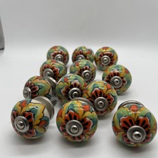 Painted Designed Ceramic Drawer Pull Cabinet Knobs W Hardwear Set Of 12
