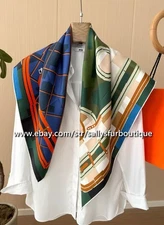 2025 Sallys 18 Momme Twill Silk Wrap Scarf Mask Print Double Face Shawl 35"