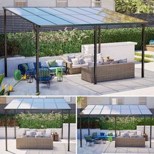 BIRCHTREE 3x3M/3X4M, 10x10FT/10x14FT Lean To Pergola W/ Roof Wall Mounted Gazebo