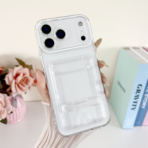 For iPhone 17 16 15 Pro Max 14 13 Clear Card Bag Case Soft Slim Cover with Stand - Picture 18 of 19