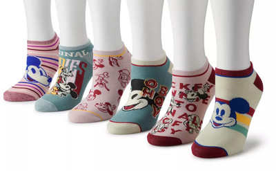 Disney Mickey Mouse Retro Damen Knöchelsocken, Pink, 6er-Pack, Größe 9-11