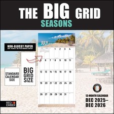 2026 Wall Calendar Big Grid Seasons in Nature 12x24in 12 Month NEW