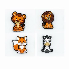 4 Pieces Animal Jungle Animals Tiger Lion Fox Zebra Shoe Charms For Croc Shoes