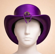 Metallic Purple Leather Top Hat Steampunk Handmade Festival Gothic Victorian Hat