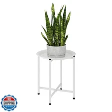 Bamworld White Plant Stand Indoor Small Plant Table for Large Pla