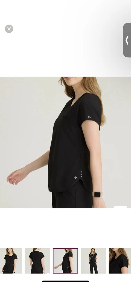 Barco One Swing 单口袋圆领 Raglan 袖磨砂上衣黑色大号 — 第 3/4 张图片