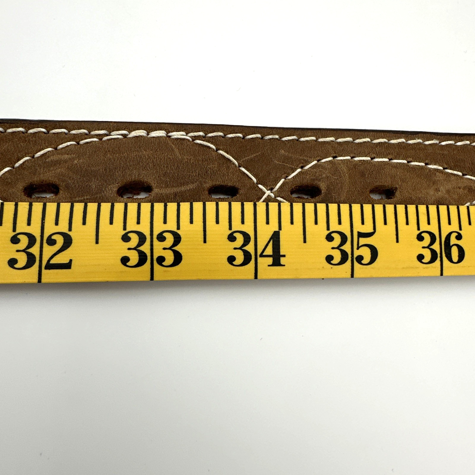 Nocona Leather Belt Brown Stitched Size 34 Built In Buckle USA Western Cowboy