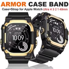 Military TPU Sports Strap Metal Rugged Case For Apple Watch Ultra 4/3/2/1 49mm