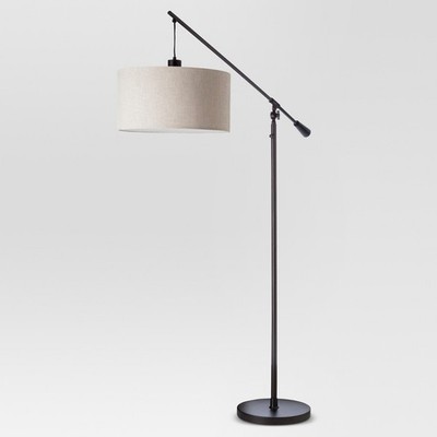 70''x16'' Cantilever Drop Pendant Swing Arm Floor Lamp Brown Adjustable Metal Body
