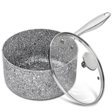 Saucepan with Lid 3 Quart, Ultra Nonstick Sauce Pan with Non toxic Stone-Deri...