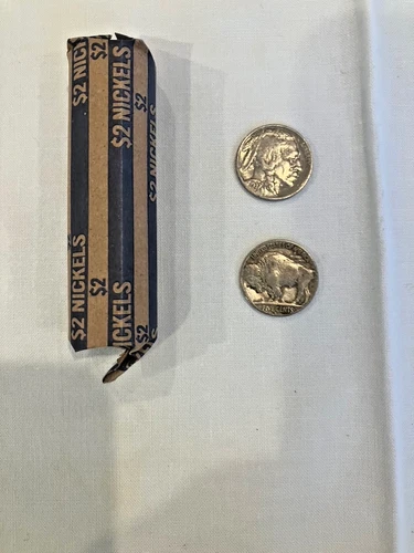 Roll of Buffalo Nickels - $2 Face Value - 40 Nickels, Avg Circ, No Culls