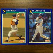 Ken Griffey Jr MARINERS #2 & Nolan Ryan RANGERS #4 1991 Score MLB Baseball Cards