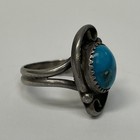 Round Earth Blue Turquoise Sterling Silver Ring Vintage Size 7 Unisex — photo 4