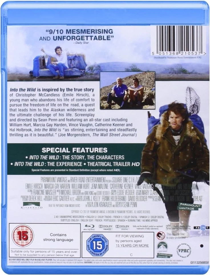 Into the Wild (2007) Blu-Ray BRAND NEW (USA Compatible) - Image 2 of 2