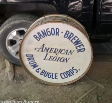 1930s 40s Spartan Leedy Bass Kick Drum 30x12 American Legion Brewer benger Maine