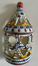 Lanterna/Applique da parete vintage anni 90 in ceramica portoghese dipinta a mano - 29 cm