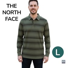 The North Face Longsleeve Polo Shirts in Military Green - LARGE