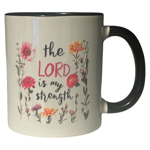 Lord is Strength White and Black Coffee Mug Drinkware - Picture 2 of 3