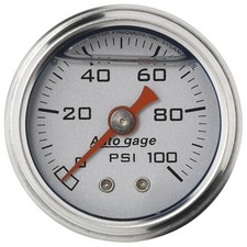 Auto Meter 2180 Autogage Fuel Pressure Gauge No Size Silver Face Auto Meter 2180 Autogage Fuel Pressure Gauge No Size Silver Face