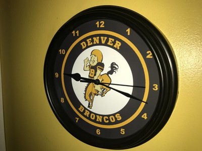 Denver Broncos Throwback Football Bar Man Cave Advertising Clock Sign