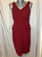 Adrianna Papell Petite Maroon Tiered Layered Dress Size 6P