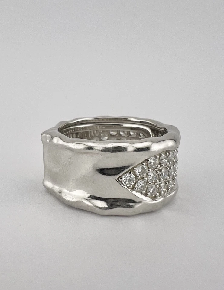 Kat Florence 18k White Gold & 950 Platinum D Color 1.37ct Diamond Hammered Ring - Image 4 of 4